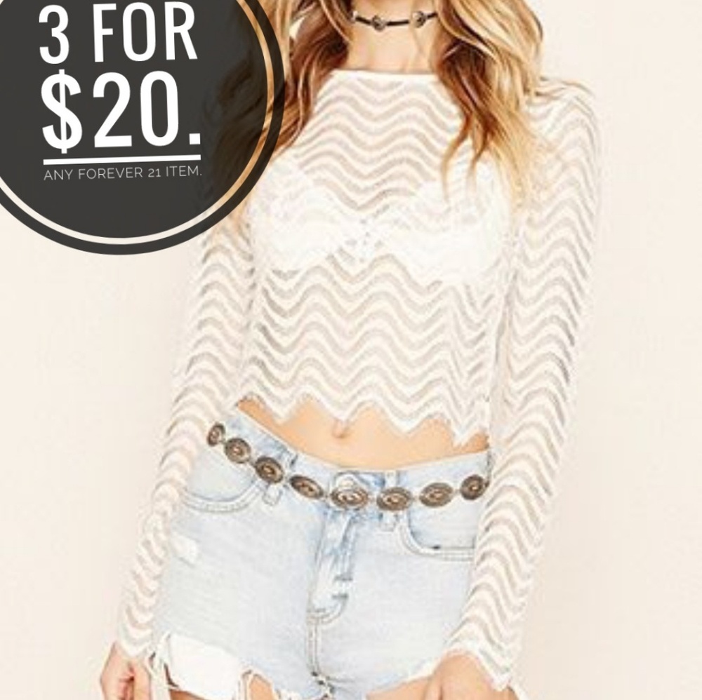 NWT Forever 21Semi Sheer Lace Crop Top
